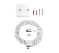 Support pour Wetteronline Home (2e Génération+), Kit de Montage Mural Complet, Fixation Élégante pour Météo au Niveau des Yeux, Blanc, avec Câbles, Vis et Chevilles