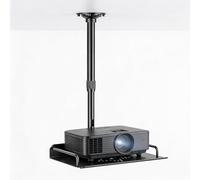 Support projecteur Plafond et Mural réglable de 30 à 60 cm en métal Noir | Étagère universelle 31 × 22 cm, gestion des câbles pour un montage ordonné, adaptée au salon, bureau ou salle de réunion
