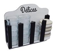 Support Rangement 12 Pots et couvercle pour yaourtière Seb Multidélices Express en Bois Noir et Blanc/Idéal pour la cuisine