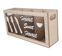 Support rangement ustensiles cuisine, pot mural, porte-couverts bois, panier fer stockage Label