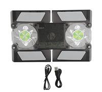 Support refroidissant pour Ordinateur Portable à Double Ventilateur et éclairage, Support de Notebook réfrigérant Pliable avec Haut-Parleur stéréo, Ventilateurs à LED Bleue