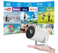 [Support réglable à 180°] Mini projecteur intelligent avec Android TV, projecteur portable HY300 Pro avec WiFi et Bluetooth, support 4K e voûte automatique, projecteur de plafond portable pour