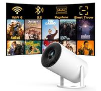 [Support réglable à 270 °] PANSEBA Smart Mini projecteur avec WiFi 6 et Bluetooth, projecteur de film extérieur Keystone, prise en charge Full HD 1080p, grand écran, projecteur domestique portable