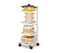 Support réglable à 3 niveaux pour micro-ondes, étagère de cuisine et plan de travail avec 4 planches et 1 panier, pour placard et comptoir