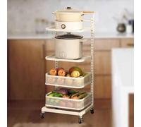 Support réglable à 3 niveaux pour micro-ondes, étagère de cuisine et plan de travail avec 4 planches et 1 panier, pour placard et comptoir