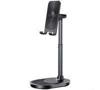 Support réglable en alliage d'aluminium pour téléphone et tablette pour diffusion en direct, vidéoconférence et cours en ligne - 9 × 13,5 × 26 cm, support de bureau avec base en acier lestée et