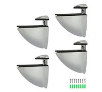 Support réglable pour étagère en verre - En alliage chromé brossé - Support flottant en bois et verre - Pinces de fixation murale pour étagère en verre