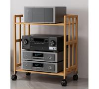 Support réglable pour lecteur DVD à 2 niveaux - Tour en bois pour le salon et le bureau - Armoire stéréo mobile et support de platine (77 cm de hauteur x 50 cm de long)