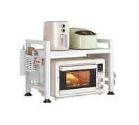 Support réglable pour micro-ondes avec rangement en hauteur pour ustensiles de cuisine et 6 crochets extensibles, parfait pour la maison, grille-pain, étagère peu encombrante