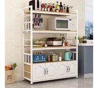 Support réglable pour micro-ondes et boulanger de cuisine en métal avec étagères et portes - Organisateur de buffet pour salle à manger, salon et cuisine (blanc 120 x 40 x 155 cm)