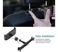 Support réglable pour téléphone et tablette Support pour siège arrière de voiture Support universel compatible avec Apple iPhone iPad Noir