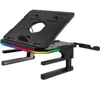 Support Réhausseur Ergonomique De Pc Portable/Moniteur Rotatif Rgb 360° Pliable, Installez Jusqu'À 3 Périphériques, Charge Max 10 Kgs Els001 Noir[HUB6110013]