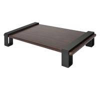 Support réhausseur ergonomique pour moniteur, écran et PC portable - Excellente stabilité : structure métal noir avec pieds antidérapants - Plateau bois teinte Noyer - Confort : position à hauteur de