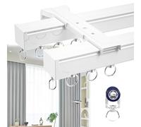 support rideau Rail De Rideau Double Robuste, Rail Droit For Rideau, Tringle À Rideau De Séparation De Pièce, Alliage D'aluminium, Rail De Rideau Double(White (Side Mount),2.5m(8.2ft))