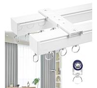 support rideau Rail De Rideau Double Robuste, Rail Droit For Rideau, Tringle À Rideau De Séparation De Pièce, Alliage D'aluminium, Rail De Rideau Double(White (Top Mount),0.9m(3.0ft))