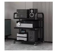 Support robuste avec roulettes - Meuble multimédia AV roulant pour salon et bureau 3/5 niveaux Rack stéréo gain de place Noir