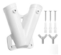 Support robuste en alliage d'aluminium pour mât de drapeau avec design en forme de V et deux fentes pour drapeau offrant un soutien fiable par temps venteux (blanc)