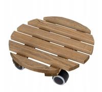 Support rond en bois, chariot à roulettes, marron