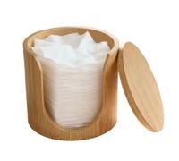 Support Rond En Coton | Organisateur De Tampons De Maquillage En Bambou | Boîte De Rangement Élégante Pour Tampons Cosmétiques Pour Salle De Bain, Chambre À Coucher, Vanité, Appartement, Dortoir, Mais