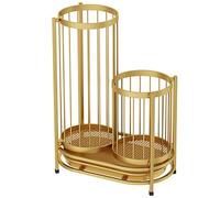 Support rond en métal avec plateau d'égouttement, design perforé décoratif pour petits et grands parapluies, parfait pour les queues de billard, battes de baseball et plus encore