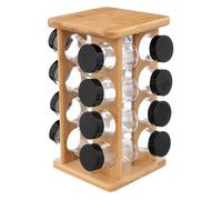 Secret de Gourmet - Support rotatif 16 pots à épices en bambou 28 cm