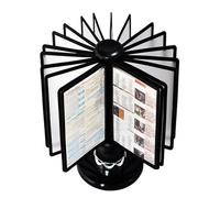 Support rotatif de luxe pour catalogue, organiseur de référence de bureau, 20 panneaux double face, format lettre, étagère de bureau à rabat, format A4, insert rotatif pour affiches, base noire