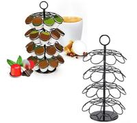 Support rotatif pour 36 capsules de café - Support de rangement en fer à 4 niveaux avec base pivotante à 360° - Noir - 18,7 x 18,7 x 36 cm - Pour bureau et cuisine