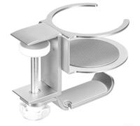 Support rotatif pour casque en alliage d'aluminium avec design peu encombrant et revêtement résistant aux rayures, adapté pour les casques et les porte-gobelets sur le bureau (argenté)
