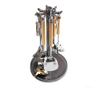 Support rotatif pour ustensiles de cuisine en aluminium avec 8 crochets pivotant à 360 degrés pour outils de cuisine organisés et base antidérapante stable pour un accès facile (gris)