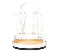 Support rotatif pour verres à vin avec 6 crochets, support pour verres à pied en métal peu encombrant pour comptoir de cuisine et table à manger, noir (blanc)