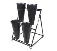 Support roulant à 3 niveaux pour plantes - Présentoir de fleurs en métal pour intérieur/extérieur, parfait pour jardin, balcon, magasin de fleuriste - Étagère mobile pour plantes avec roulettes