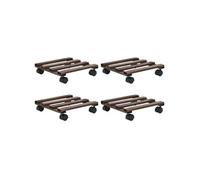 vidaXL Support roulant à plantes Bois de cèdre 4 pcs 25 x 25 cm