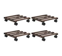 Support Roulant À Plantes Bois De Cèdre Lot De 4 25 X 25 Cm Marron Helloshop26 02_0045189 Multicolore
