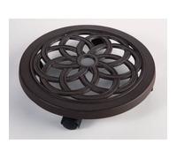 Support de pot à roulettes rond Flora Roll Alu gris