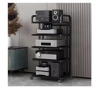 Support roulant HiFi - Chariot de composants audio/vidéo robuste avec roulettes 3/4/5 niveaux AV Media Rack étagère stéréo portable pour salon d'angle de rangement (noir)
