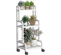 Support roulant pour pots de fleurs d'intérieur et d'extérieur - Étagère décorative à 3 niveaux pour balcon, salon et jardin - Présentoir mobile pour plantes