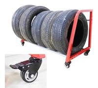Support Roulant Robuste Pour Pneus De Garage, Support De Rangement Au Sol Pour Pneus, Remorque De Transport De Pneus En Métal, Porte-Pneus Roulant De 127 Cm De Large Pour Le Rangement Des Roues Et De