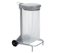 Rossignol Support pour sacs poubelle 57330 avec couvercle Argenté 110 l