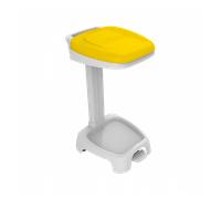 Support sac poubelle 2 roues à pédale Gilac avec couvercle jaune 120 L