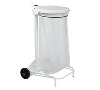 ROSSIGNOL Support sac poubelle 2 roues à pédale Rossignol Collecroule avec couvercle blanc 110 L