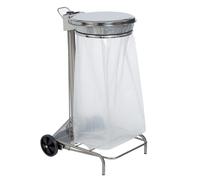 Support sac poubelle 2 roues à pédale Rossignol Collecroule avec couvercle inox 110 L