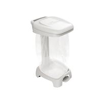 Support sac poubelle d'intérieur 2 roues à pédale blanc avec couvercle 120 L