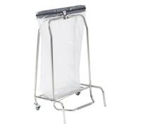 Support sac poubelle d'intérieur 2 roues à pédale Rossignol inox sans couvercle 110 L