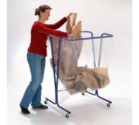 Support sac poubelle d'intérieur à roulettes Mottez bleu sans couvercle 600 L