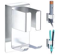Support Seche Cheveux sans Percage, Support Lisseur Argent, Porte Seche Cheveux Acier Inoxydable, Support Mural pour Fer à Friser, lisseurs & Styler Accessoire