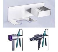Support Seche Cheveux Sans Percage, WAYASI Accroche Seche Cheveux Mural pour Sèche-Cheveux et Lisseurs, Auto-Adhésif Support Seche Cheveux Inoxydable pour Salle de Bain Salon de Coiffure Hôtel