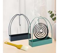 Support Spirale Anti Moustique 2 pièces, Easy Iron Mosquito Support Encens Burning Rack Home Garden Extérieur Suspendu Bobine Encens Burning Rack avec Brosse de Nettoyage (Vert, Noir)