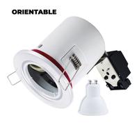 Support Spot BBC Orientable Blanc + Ampoule GU10 7W Blanc Neutre + Douille