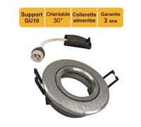 Support spot chrome encastrable orientable aimanté + douille GU10 inclus