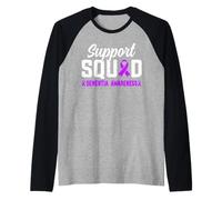 Support Squad Ruban de sensibilisation à la démence et à la maladie d'Alzheimer Violet Manche Raglan